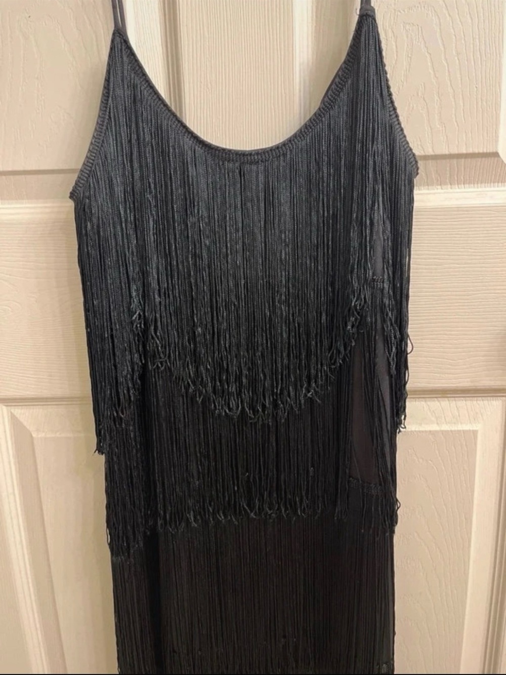 Shuet Young for HW Collections Vintage Black Fringe 1920s style Midi Dress